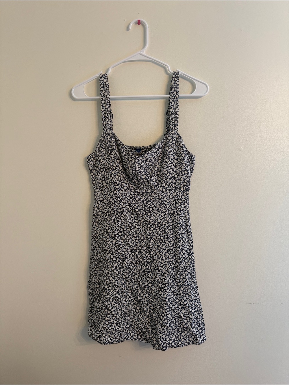 Floral Mini Dress - Navy and White